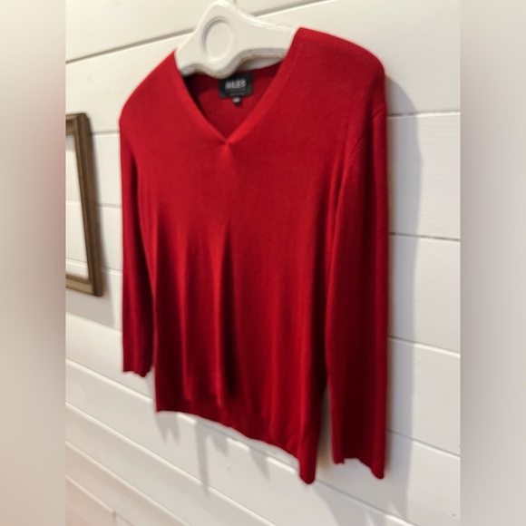 LES AILES DE LA MODE VINTAGE  Red V-Neck Sweater SIZE M - Picture 6 of 7